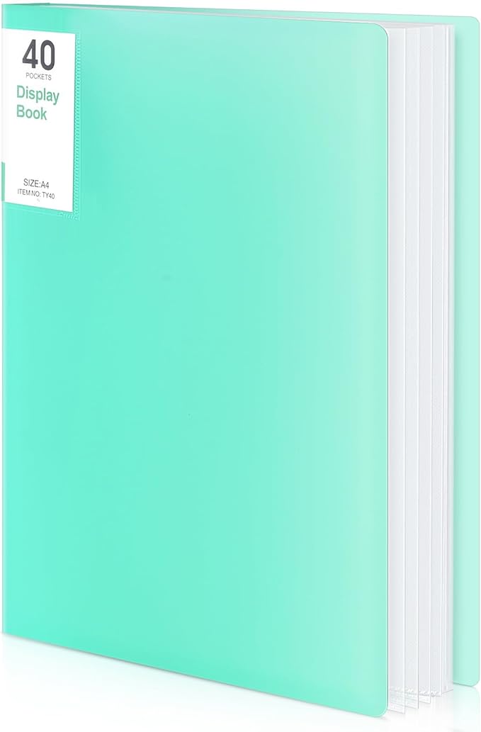 Phyxin Portfolio Binder, 40-Pocket Portfolio Folder 8.5" x 11", Displaying 80 Page Binder with Plastic Sleeves, Plastic Folders for Women & Men, Students, Teachers, Green