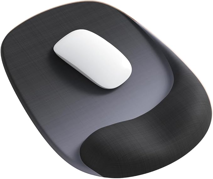 ErgoEase Ergonomic Mouse Pad with Gel Wrist Support - Premium Lycra Fabric, Non-Slip, Ideal for Laptop & Desktop, Office & Gaming，Desk Accessories (02Onxy Black)