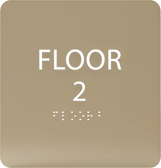 ADA CENTRAL SIGNS - 6" X6" Floor 2 Sign - ADA Compliant Tactile Graphics Grade 2 Braille Text Acrylic Wall Signs - Directional Assistance, Floor Number Safety Sign for Office, school Hospital, Apartment