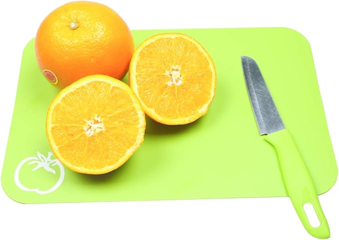 Carrollar Small Flexible Plastic Cutting Board Mats, Cutting Boards Mats With Food Icons, Gripped Back and Dishwasher Safe, Set of 4 (7.5x11.4inch)