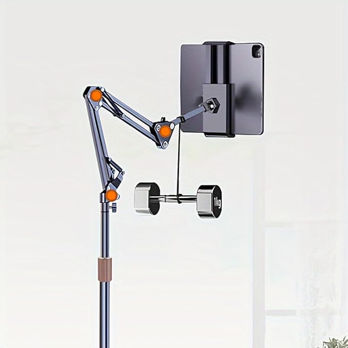 Hosann Century Tablet Floor Stand Holder[59“Height Adjustable] 360° Rotatable Metal Tablet Stand,with Heavy Duty Base for 4.7-12.9” Devices,iPad Pro Air Mini,Kindle,Tabs,E-Readers