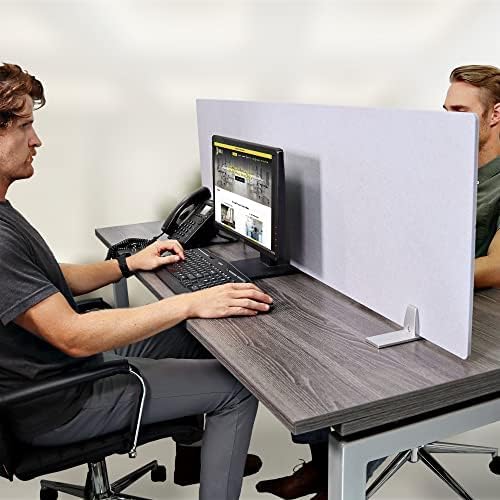 OBEX Free Standing Desk PET Privacy Screen, Table Top Home & Office Furniture Partitions and Dividers, Portable Workstation Freestanding Panels, 24" x 48", Stone
