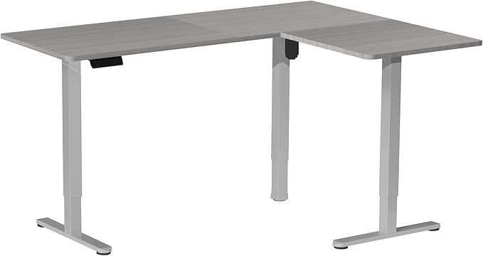 VIVO Electric Corner 63 x 55 inch L-Shaped Standing Desk, Memory Height Adjustment, Dark Gray Top Gray Frame, DESK-E3CTGG