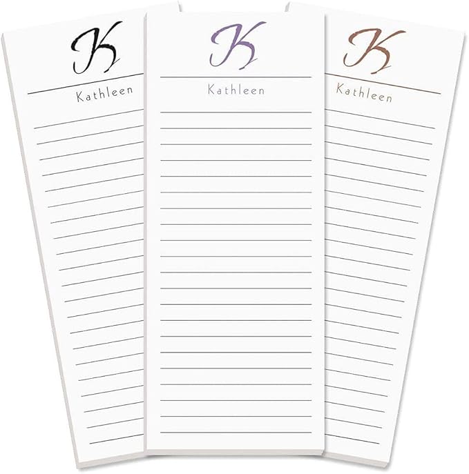 Current Personalized Name & Initial Notepad Set – Set of 3, 30-Sheet Pads, 2½ x 6½ Inches, Memo Pad, Shopping List, To-Do Notes, Office Organizer
