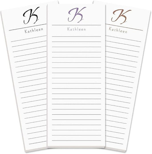 Current Personalized Name & Initial Notepad Set – Set of 3, 30-Sheet Pads, 2½ x 6½ Inches, Memo Pad, Shopping List, To-Do Notes, Office Organizer