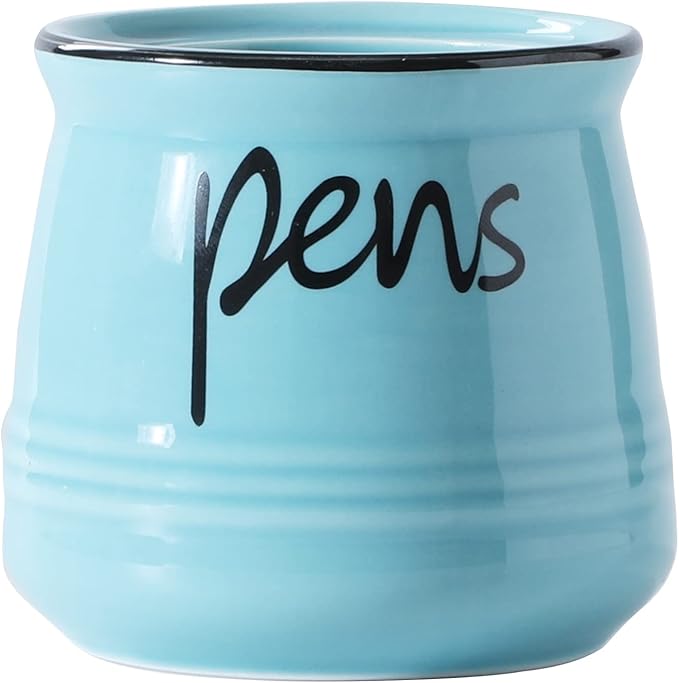 ONTUBE Porcelain Pens Holder Stand,Ceramic Pencils Holder (Turquoise)