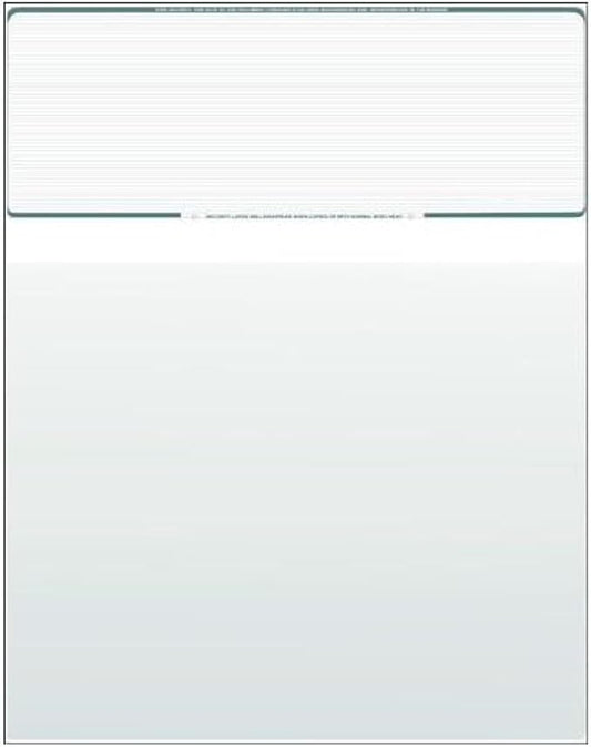 Compuchecks Top Blank Check Paper - 100 Pack, Quick-Books & Laser Printer Compatible - Security Business Checks with Voucher - 8.5" x 11" Green Pinstripe