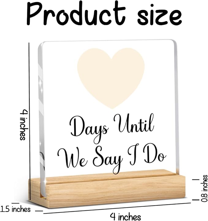 Engagement Gifts for Couples, Funny Wedding Countdown Acrylic Sign, Funny Wedding Gifts for Couples Decor for Home Party, Bride Shower Gifts Ideas A 12