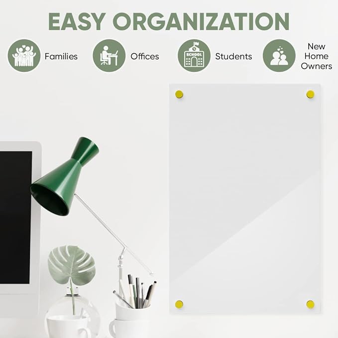 Ships Next Day, Made in USA - Acrylic Dry Erase Board | Non-Magnetic Dry Erase Board | Hanging Frameless White Board | Acrylic for Office, School and Home Walls | for Kids & Adults (White - 20x30)