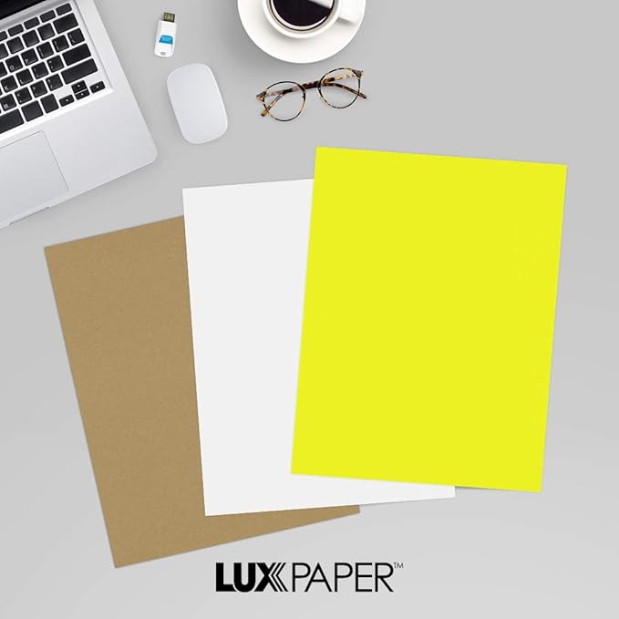LUXPaper 8.5" x 11" Paper | Letter Size | Citrus Yellow | 80lb. Text | 50 Qty