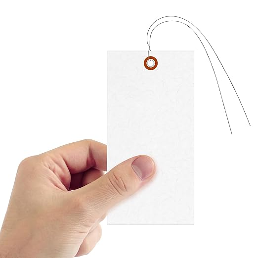SmartSign Blank Tyvek Shipping Tags with Wire, Size #8 | 6 1/4" x 3 1/8", Pack of 1000, White