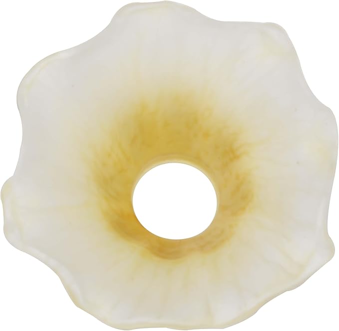 Bieye LS19S Lily Flower Blown Glass Lampshade (Yellow White, Opening I.D. 0.87" x O.D. 1")