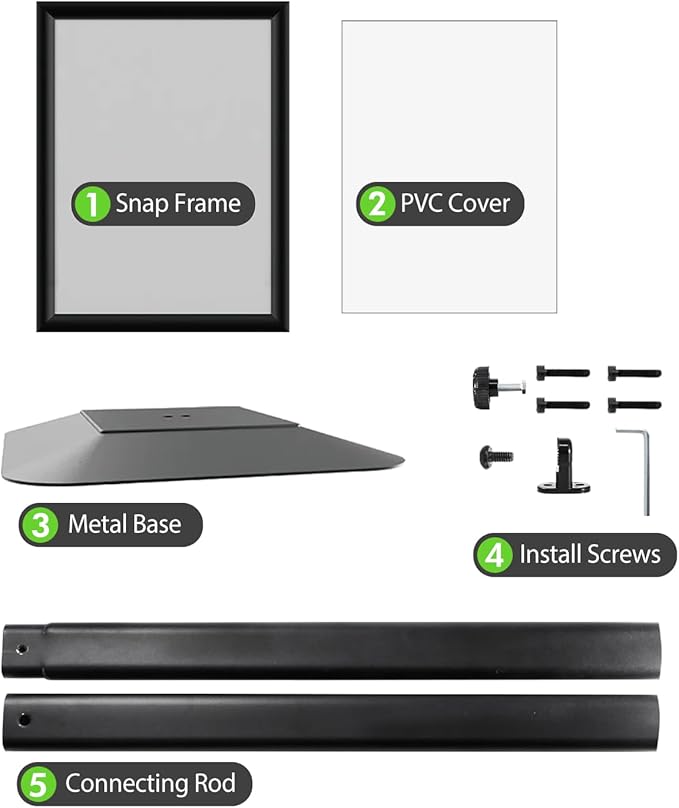 INNOVSIGN 3Packs Heavy Duty Adjustable Pedestal Poster Sign Stand, 8.5x11 Aluminum Open Floor Standing Sign Holder for Vertical and Horizontal View Display (8.5x11,Black)