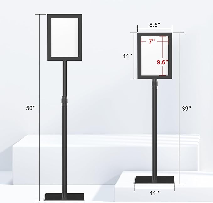 Relx Adjustable Outdoor Sign Holder Stand for Display - Floor Sign Stand with Base for Business Retail Events 8.5x11 inches