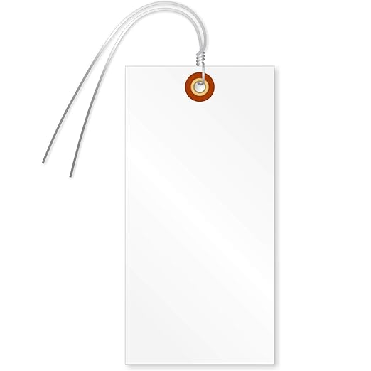 SmartSign Blank Tyvek Shipping Tags with Wire, Size #8 | 6 1/4" x 3 1/8", Pack of 100, White