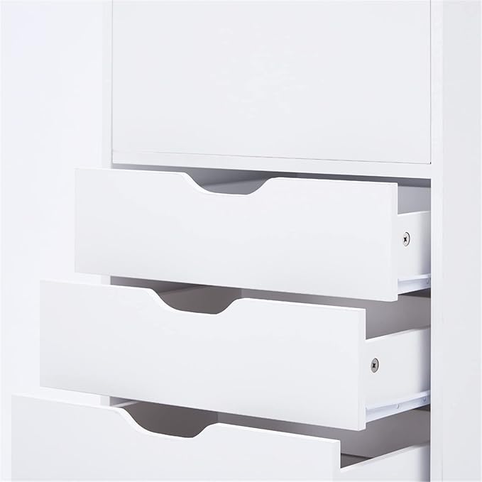 Naomi Home Carly 6-Drawer Craft & Office Storage Cabinet – Rolling Storage Drawers with Lockable Casters, Compact for Craft Rooms, Offices, Under Desk, 18.8" D x 15.7" W x 41.3" H