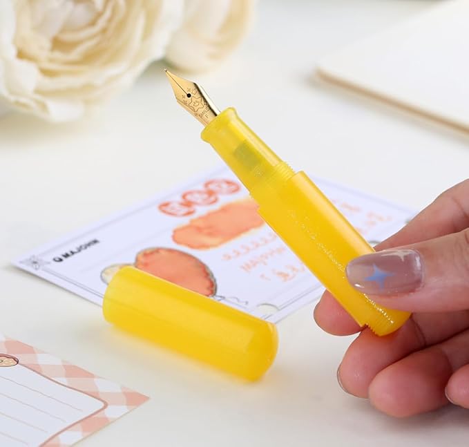 czxwyst Majohn Wancai 2.0 Mini Pocket-Size Eyedropper Fountain Pen (F Nib 0.5mm, Lemon Yellow)