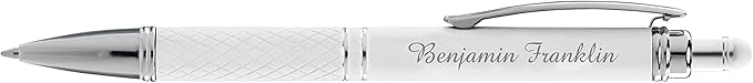 ExpressDesigns™ - Personalized Pens Gift Set - 2 Pack of Soft Touch Metal Pens w/gift box - Luxury Ballpoint Pen Custom Engraved with Name or Message (White)