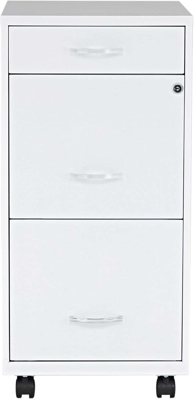 Lorell LYS SOHO Box/File/File Mobile White File Cabinet, 3 Drawer, 26.5 x 14.3 x 18 in