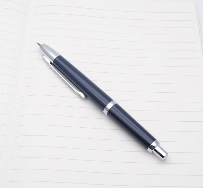 JINHAO 20 Press Fountain Pen, Retractable Capless Resin Pen with Ink Converter (F Nib 0.5mm, Dark Blue)
