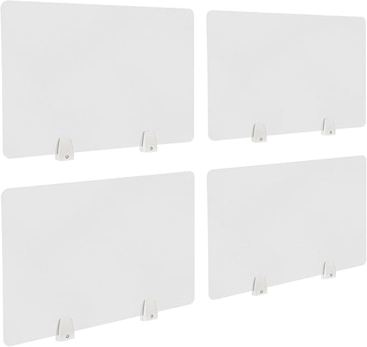 4PCS Desk Dividers Office Partitions, Privacy Desk Panel Protective, Acrylic Plexiglass Shield with Clamps for Offices Schools Call Centers - 23.6”L X15.8”W