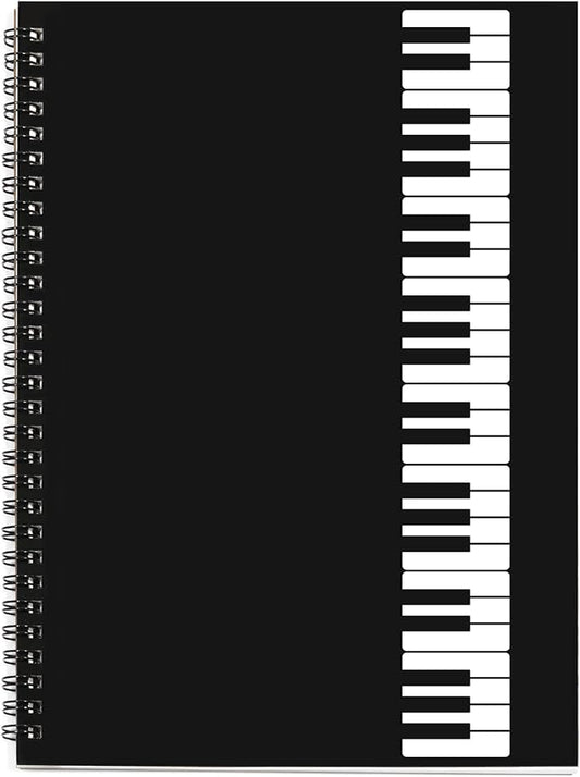 Music Notebook, Blank Sheet Note book, Cardboark Spiral NoteBook Manuscript Paper, Composition Staff Paper for Kids, Musician, Students, Piano-Keyboard-Music-Notebook 100 Pages 26x19cm