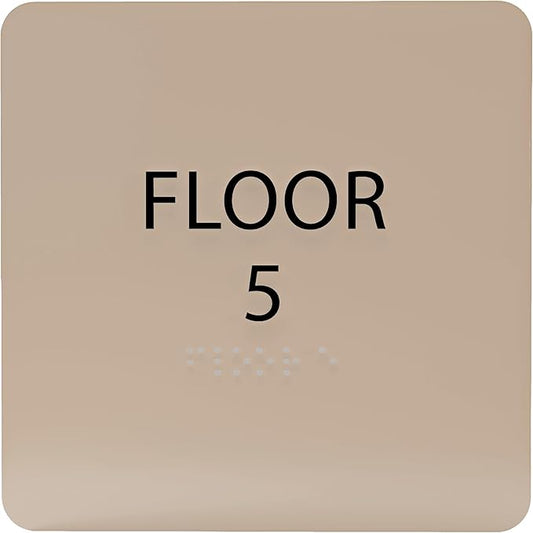 ADA CENTRAL SIGNS - 6" X6" Floor 5 Sign - ADA Compliant Tactile Graphics Grade 2 Braille Text Acrylic Wall Signs - Directional Assistance, Floor Number Safety Sign for Office, school Hospital, Apartment