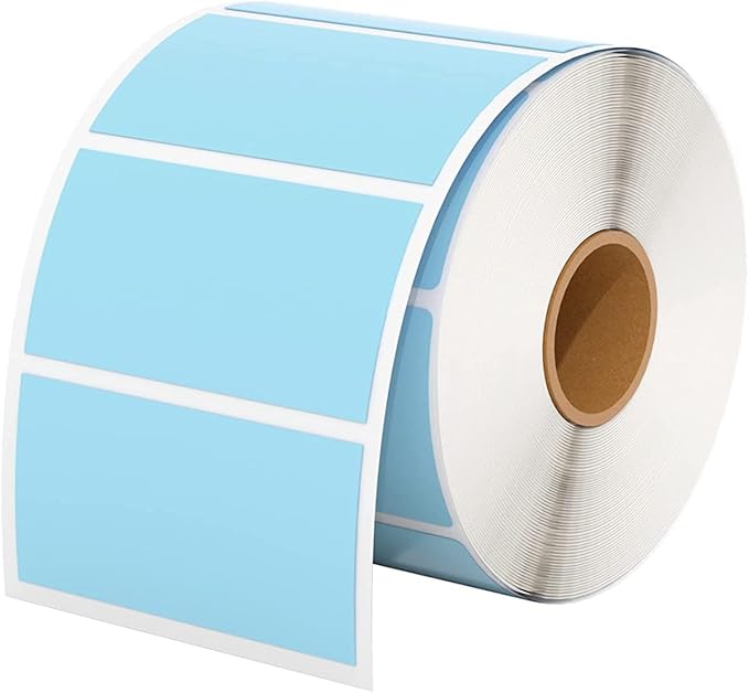 MUNBYN 2.25"x1.25" Thermal Sticker Labels, Blue Self-Adhesive Barcode Label Paper for Direct Thermal Printer and Business, Multi-Purpose Rectangle Address Shipping Mailing Stickers,1000 Sheets/Roll