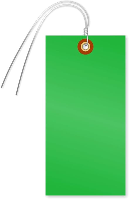 SmartSign Blank Tyvek Shipping Tags with Wire, Size #8 | 6 1/4" x 3 1/8", Pack of 100, Green, Made in USA
