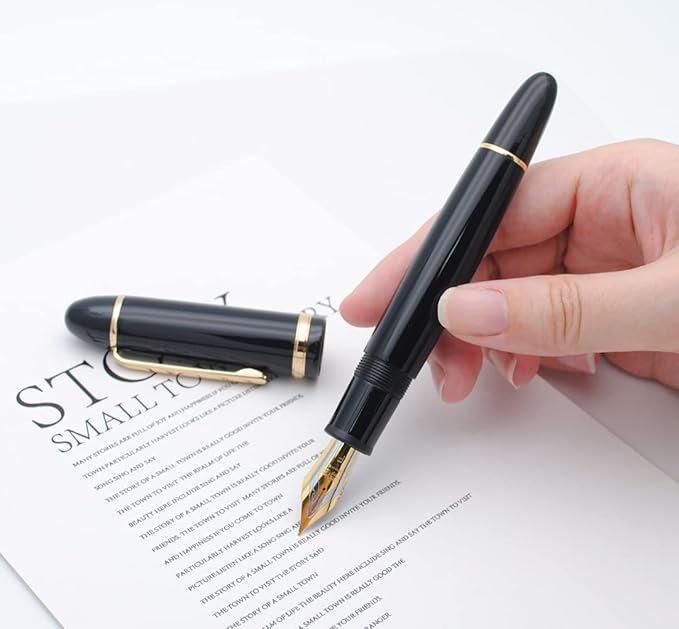 JINHAO X159 Fountain Pen (F Nib 0.5mm, Black with Gold Clip)