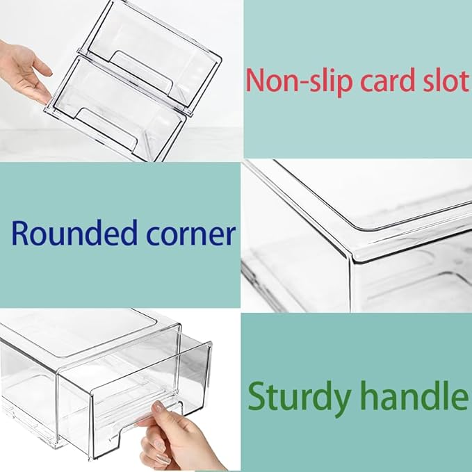 Sgoostood 2 Pack - Clear Pulling Medicine Drawer First Aid Kit Box for Bathroom, Cabinet, Closet,Medicine Organizer, Medicine Storage Box Adhesive Bandages Family Emergency Kit (L drawer)