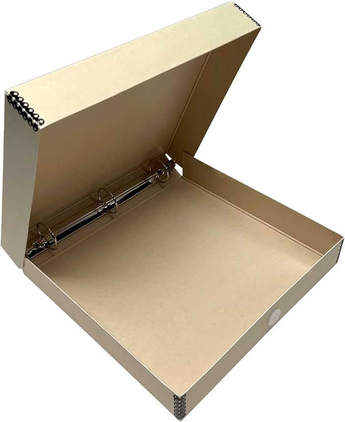 Lineco, Archival Tan 3-Ring Binder Preservation Album Box 12.25 x 11.25 x 2 Inch. Unique Design to Store, Preserve, Organize Photos, Art, Photography, Crafts Acid-Free