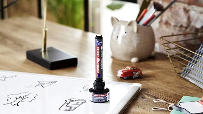 edding 360 whiteboardmarker - zwart - 10 whiteboardstiften - ronde punt 1,5 - 3 mm - boardmarker uitwisbaar - voor whiteboard, flipchart, magneetbord, prikbord, memobord - sketchnotes - navulbaar
