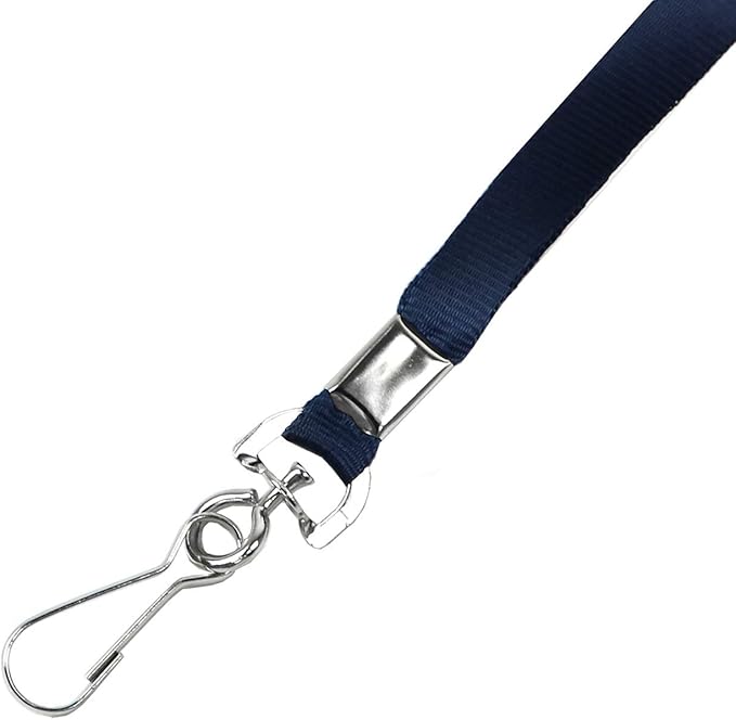 Beebel Navy Blue Lanyards 100 Pcs Lanyard for Id Badges Flat Lanyard with Badge Clip with J-Hook (Navy Blue)