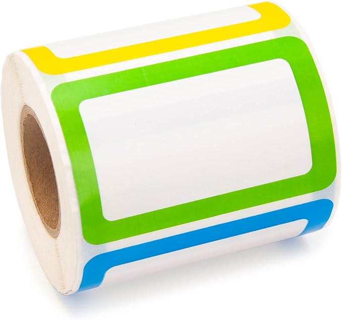 L LIKED 500 Stickers - 3.5" x 2.25"Colors Plain Name tag Labels with Perforated Line for School Office Home (Blank - 500 Labels)
