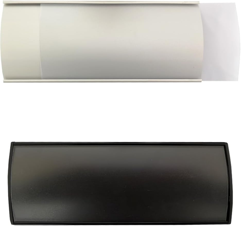 Set of 2 Curved Name Plate Holder for Doors 8" x 3" Wall Mount Office Business Door Sign Holder Aluminum Sign Frame with Adhesive Tape Plastic Film for Office Business Display(Silver)