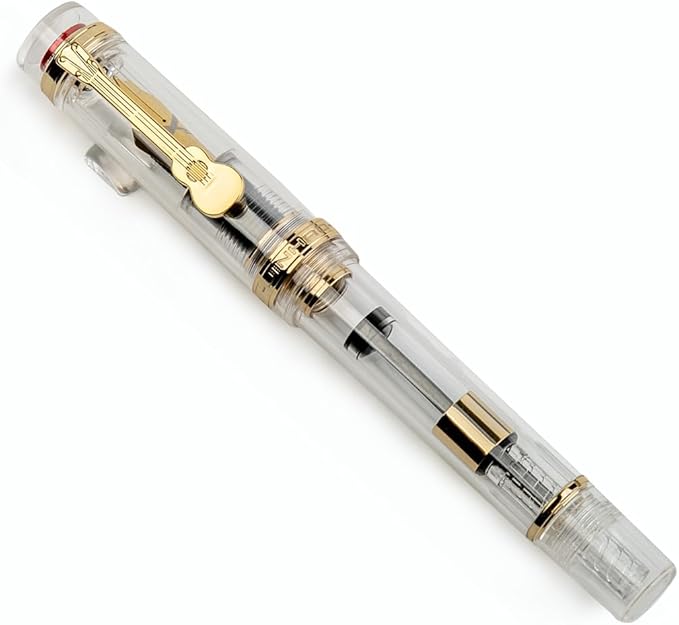 JINHAO 1935 Fountain Pen TIANDAO Series #8 Nib Ink Pen with Guitar-Shaped Clip and Ink Converter (M Nib 0.7mm, Transparent)