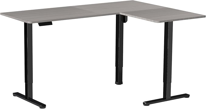 VIVO Electric Corner 63 x 47 inch L-Shaped Standing Desk, Memory Height Adjustment, Dark Gray Top Black Frame, DESK-E3CTG-47
