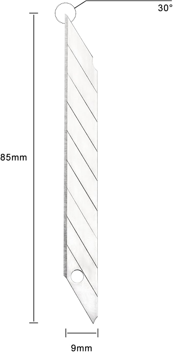 Gomake 100pcs Knife Replacement Blades, 30 Degree Carbon Steel 9mm Snap Off Blades for Retractable Cutting Knives, Hobby, Craft Knife, Box Cutter