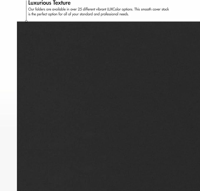 LUXPaper 9" x 12" Presentation Folders | Two Pocket | Midnight Black | 100lb. Cover | 100 Qty