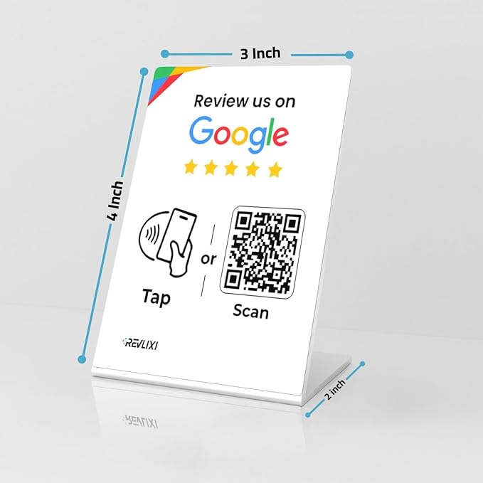 REVLIXI Google Review Stand (10 PCS)- Boost Reviews w/Reusable Google Review Tap Card Stand & QR Code Stand -No App, No Subscription-Android & iPhone Compatible -Boost Google Reviews for Online Growth