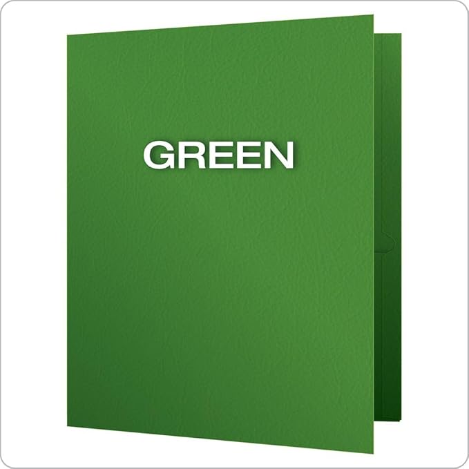 Oxford Twin-Pocket Folders, Textured Paper, Letter Size, Green, Holds 100 Sheets, Box of 25 (57503EE)