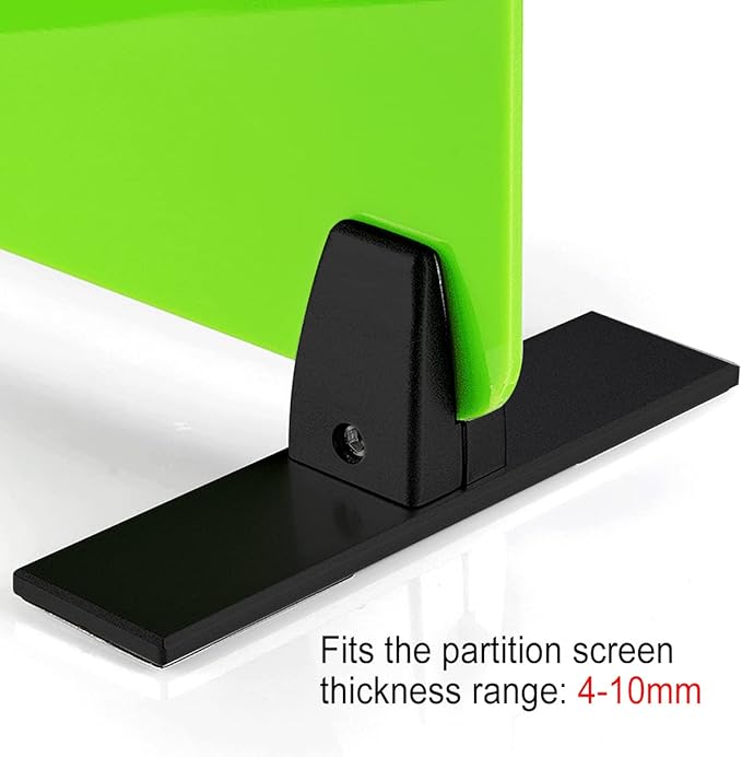 MOUNTAIN_ARK 4 Pack Black Office Desk Partition Clamp, T Shaped Sneeze Guard Bracket Support, Aluminum