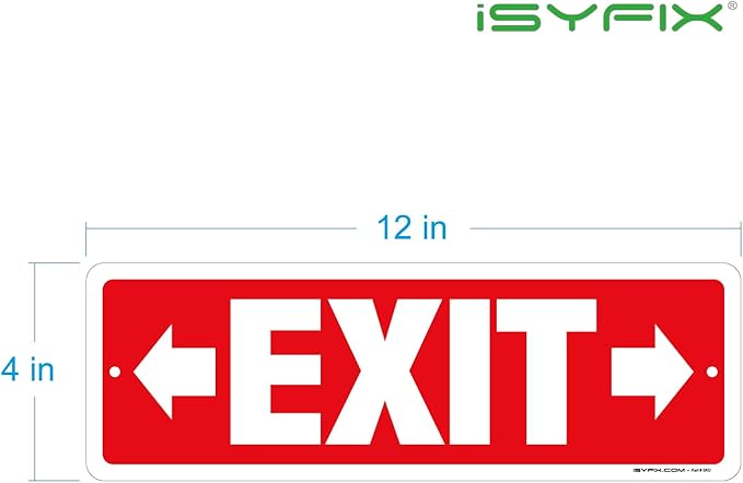 iSYFIX Exit Signs 12 Pack 12x4 Inch with Directional Right & Left Arrows - Rust Free Aluminum, Laminated for UV, Weather, Scratch Resistance - Ideal for Offices, Schools, Theaters, Restaurants