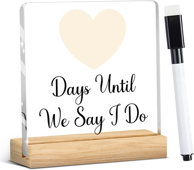 Engagement Gifts for Couples, Funny Wedding Countdown Acrylic Sign, Funny Wedding Gifts for Couples Decor for Home Party, Bride Shower Gifts Ideas A 12