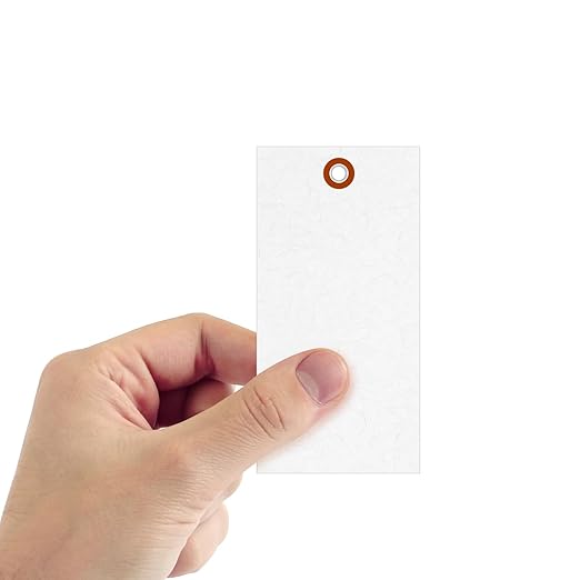 SmartSign (Pack of 1000) 5.25 x 2.625 inch “White” Blank Tyvek Shipping Tags with Metal Eyelets, Size #6, 8 mil Thick Tyvek