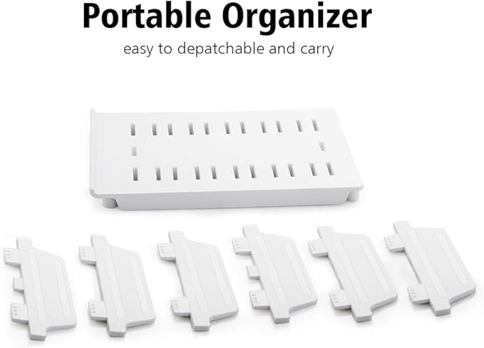 UDOLI Adjustable Universal Cell Phone Dock Stand Holder, Tablet Organizer Multi Device Desktop Stand for iPhone Samsung Galaxy Google Nexus Kindle - No Charging Port (White)