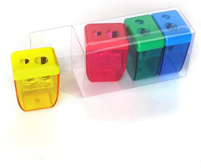 AUSTARK 4Pcs Pencil Sharpeners Manual for Kids Adults, Dual Hole Small Handheld Pencil Sharpener Bulk for Office School Home, Back to School Supplies