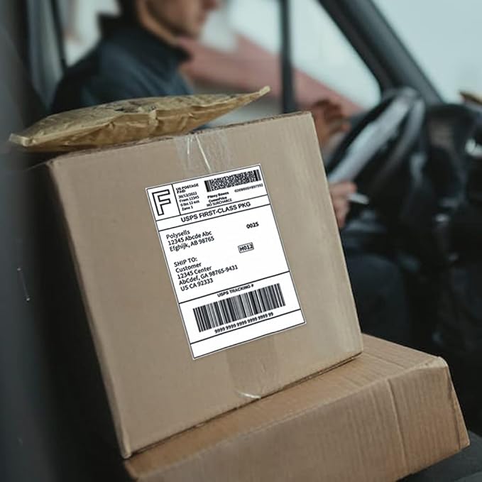POLYSELLS Shipping Labels with Self Adhesive for Laser & Inkjet Printers, 4 Printing Labels Per Sheet, White 3.5 x 5 Inches - 500 Sheets (2000 Shipping Label Paper)