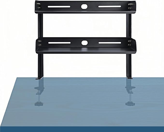 Yuxh Clamp On Desk Shelf 2 Tier Cilp Under Table Organizer, Black-S, 15 inch